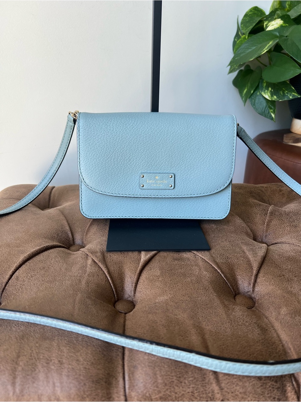 Kate Spade Dusty Blue Pebbled Leather Crossbody